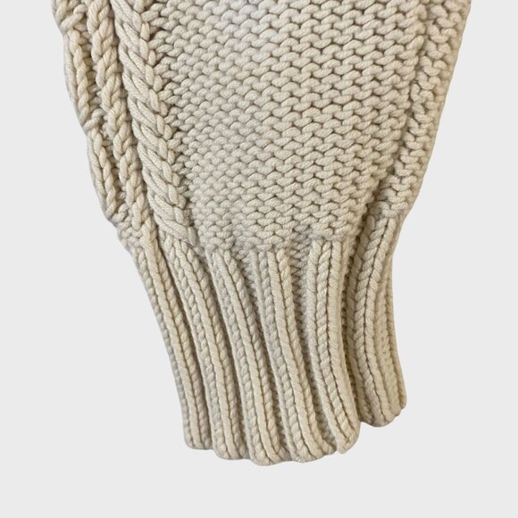 Eddie Bauer Chunky Cable-Knit Cardigan Sweater Cream Women's Size Large Tall - Picture 8 of 13